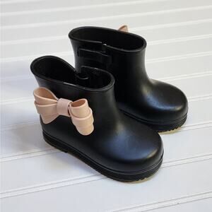 Mini Melissa Toddler Black Bow Rain Boots